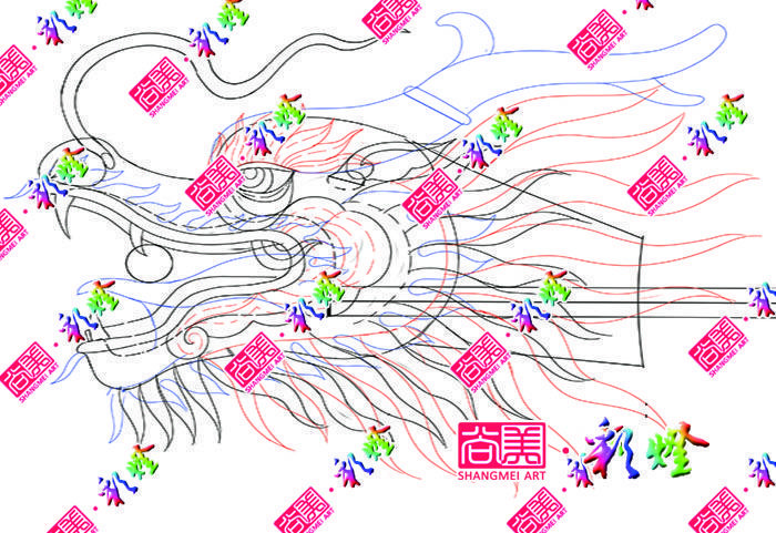 牛年彩燈《龍騰四?！反笮椭黝}彩燈龍頭放樣圖